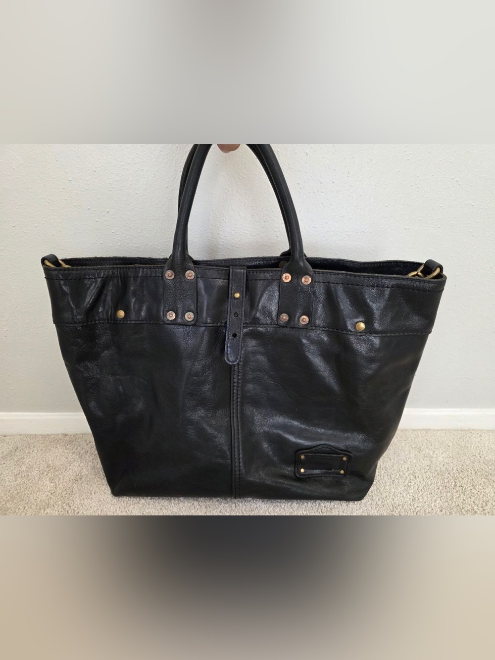 Nash for Men Patricia Nash Italian Leather Black Large Tote Carryall Work Bag